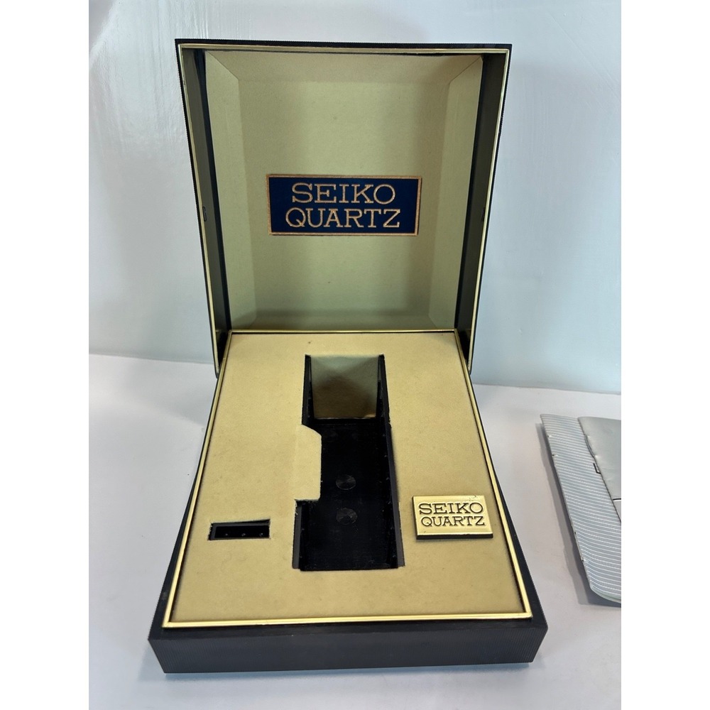 SEIKO SQ Watch Gold Dial Day/Date 5G23-8059 WR Silver Tone SS Bezel Band W/Box - Picture 17 of 17